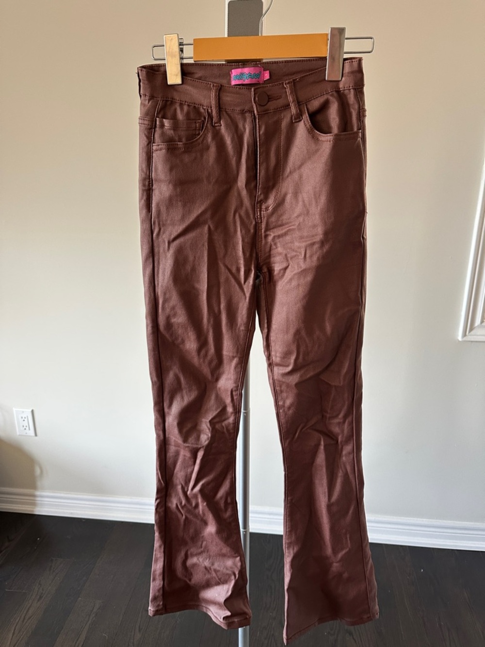 Edikted Luna Faux Leather Flare Jeans